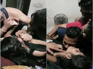 Odia, a enticing call girl, flaunts her funbags in front of dormitory buddies