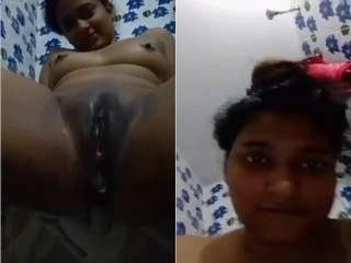 Indian damsel joys herself with her fingers