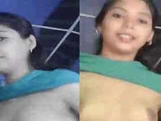 Super-cute Indian lady motivates BF to have sex by flashing her XXX funbags