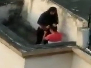 Desi couple's intimate moments captured by a voyeurism tom on terrace